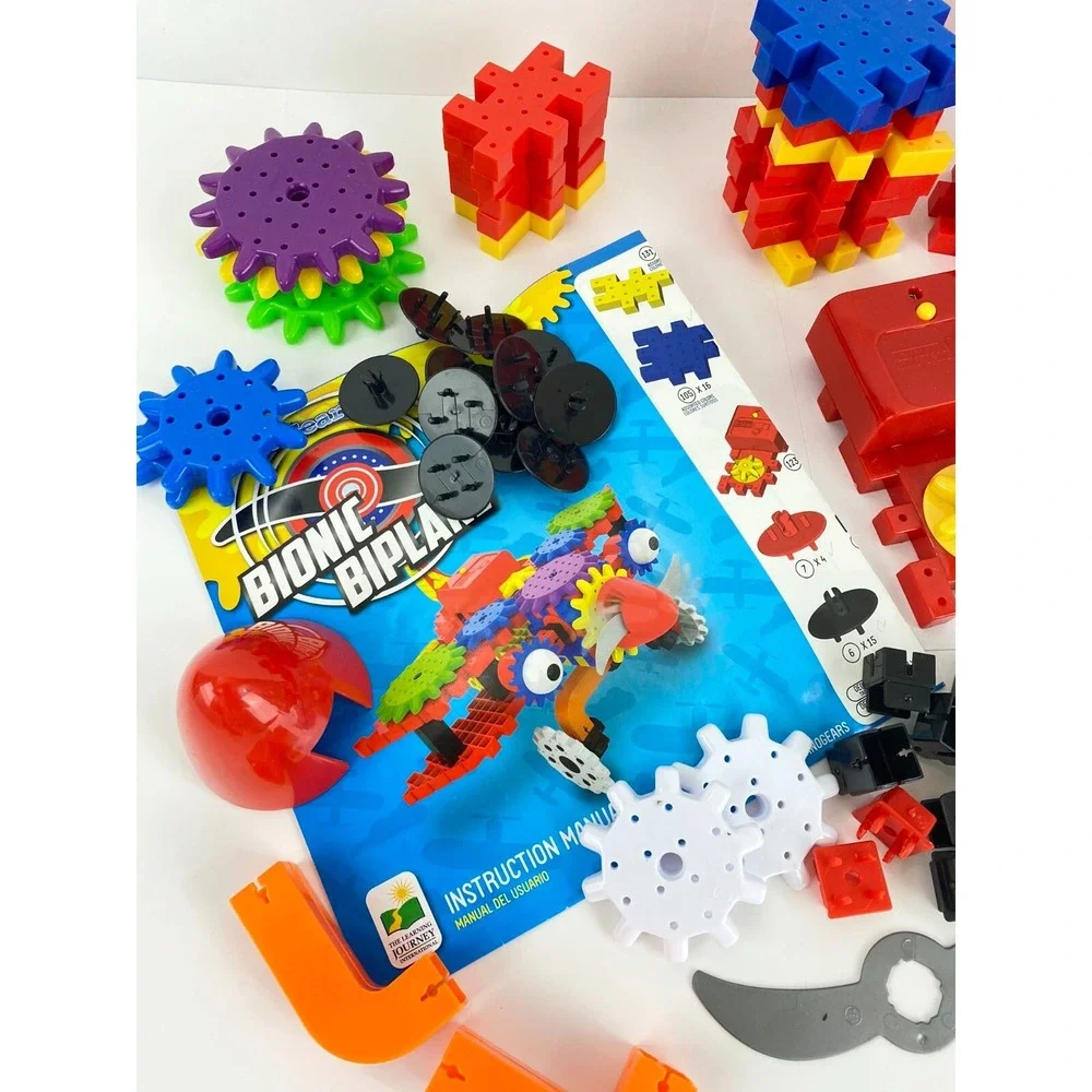 Techno Gears Construction Toy Bionic Biplane Airplane Building Toys, Many Parts!